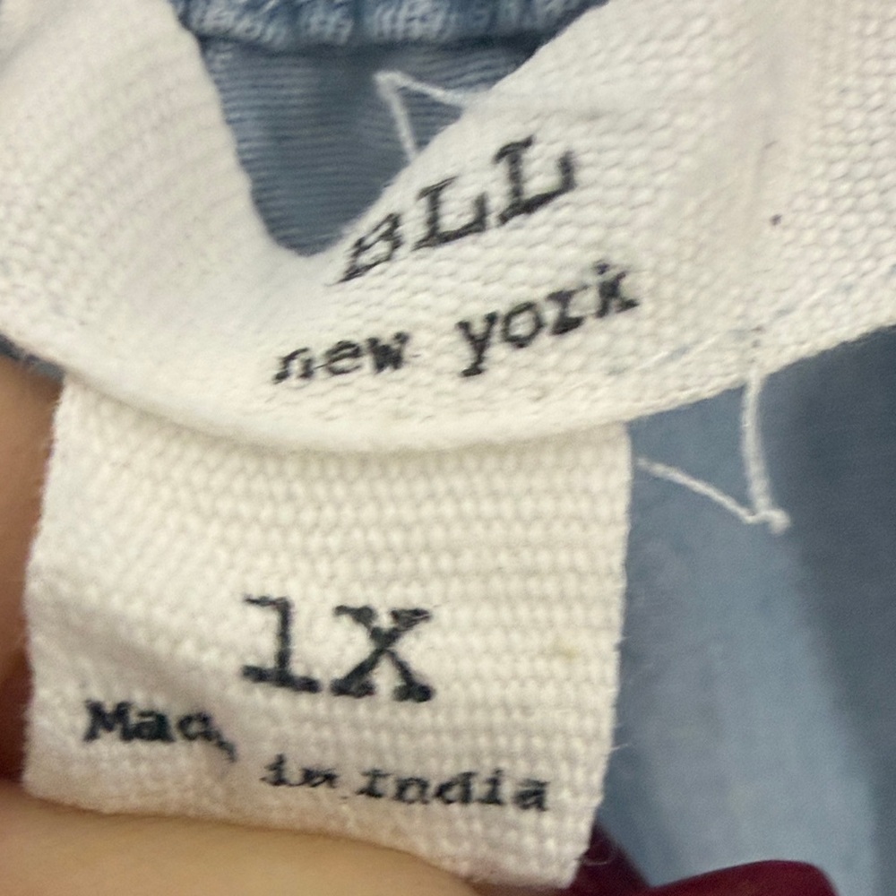 BLL New York Blue Boho Embroidered Blouse 1X 100% Lyocell Peasant Top - Picture 5 of 13